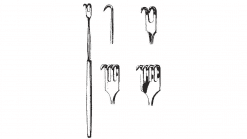 Rake Retractor, rigid, sharp, 1 prong, 6